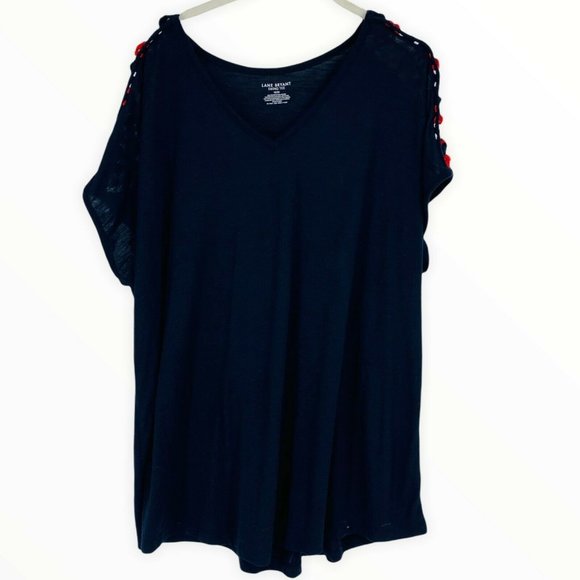 Lane Bryant Tops - Lane Bryant V-Neck Blouse Shirt Blue 18/20